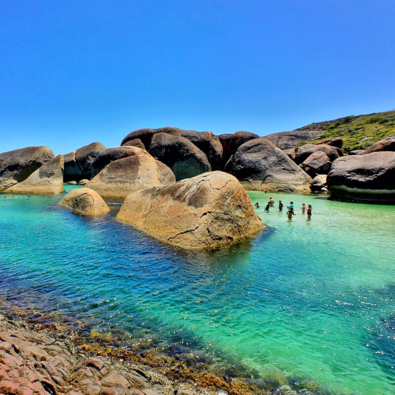 Elephant Rocks people swim