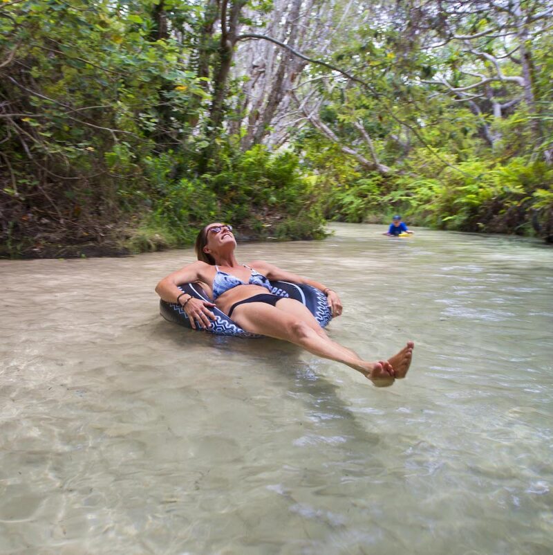 Floating in the river. K'Gari - Fraser Island, K'Gari Fraser Island Adventures.