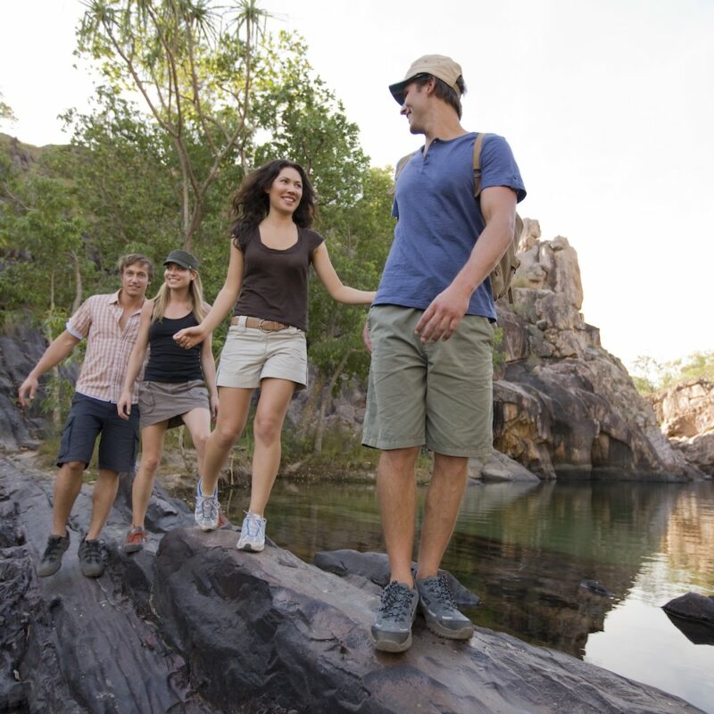 Hiking at Gunlom Falls in Kakadu National Park, NT on our Northern Territory tours