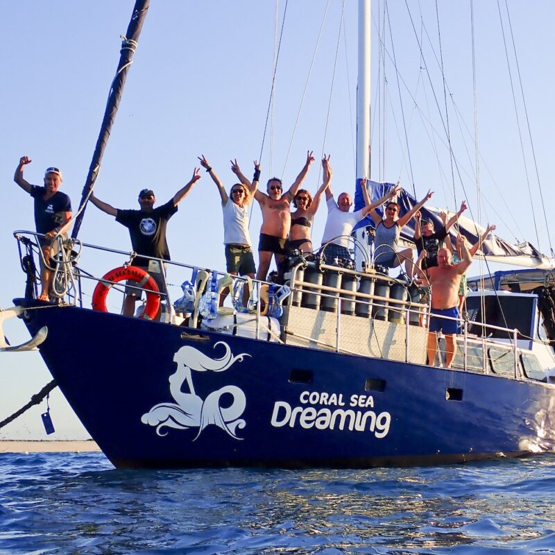 Coral Sea Dreaming boat group on Reef day tours from cairns to great barrier reef