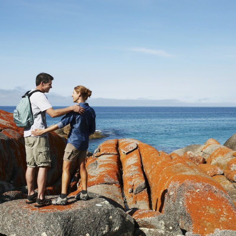 Bay of Fires, Tasmania on tour in Tasmania.