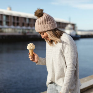 Ice cream on Hobart Waterfront on tour in Tasmania.