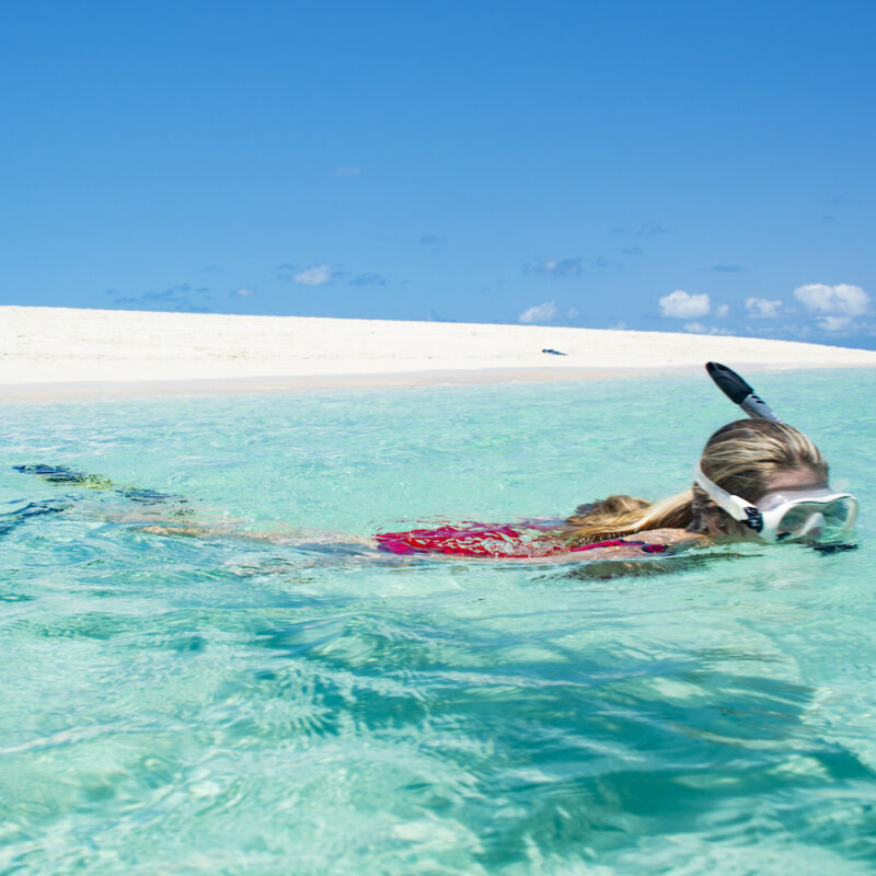 Real Aussie Adventures, Small Group Adventure Tours Australia. Snorkle in the water on our Port Douglas tours.