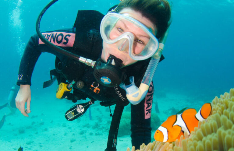 Diver with Nemo on the Great Barrier Reef on our Great Barrier Reef day tour