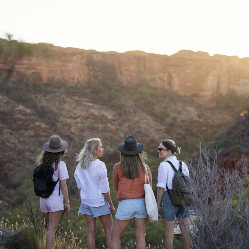 Kings Canyon group hiking the Kings Canyon rim walk on our Uluru tours.
