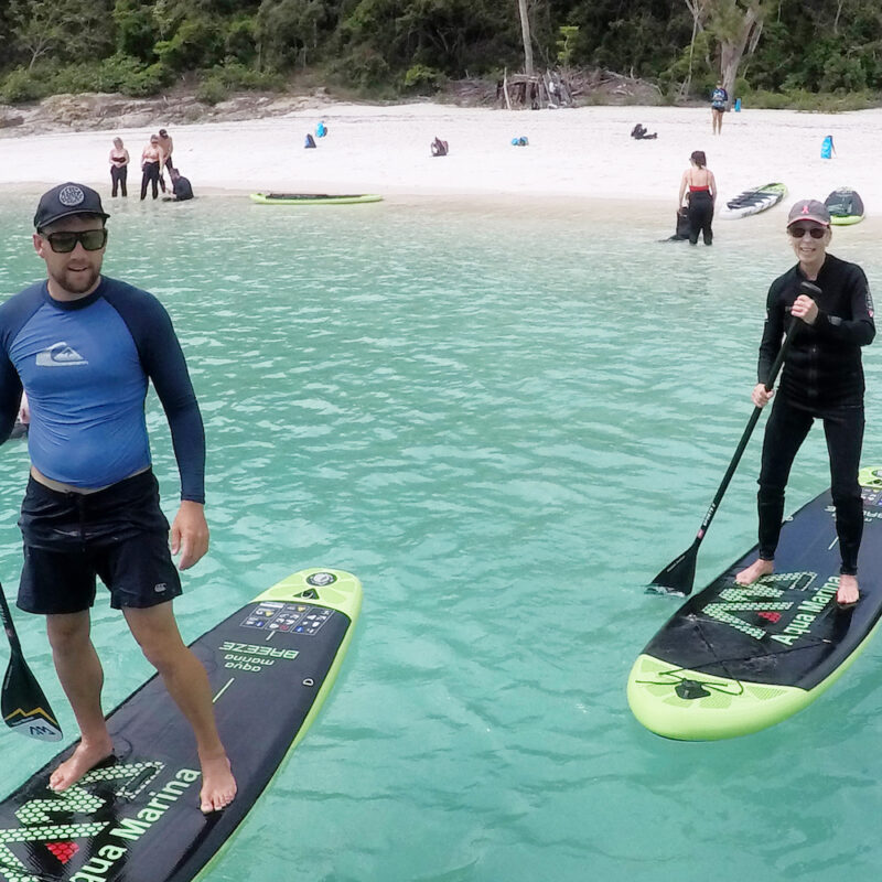 Real Aussie Adventures, Small Group Adventure Tours Australia. Floating Hotel in Whitsundays. Stand up Paddleboard.