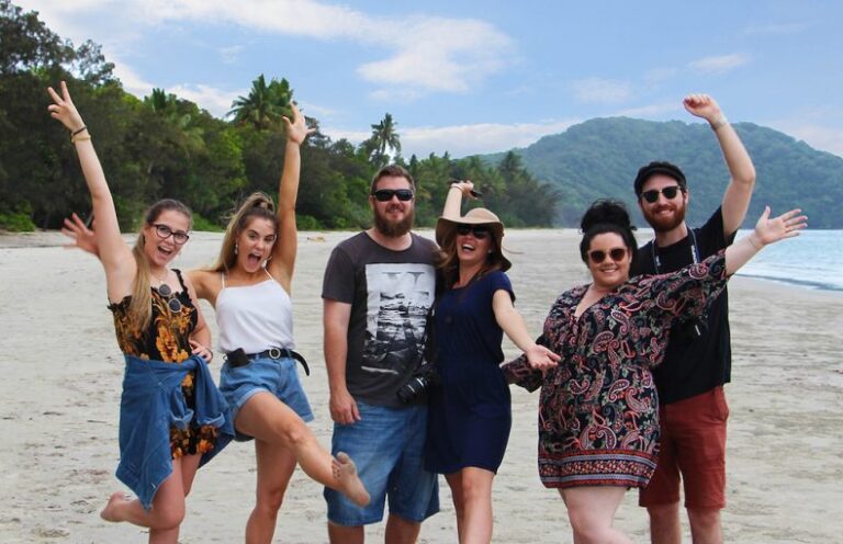 Real Aussie Adventures, Small Group Adventure Tours Australia. Group On Cape Tribulation Beach, Jungle tours, Cape Tribulation, Tours from Cairns